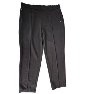 NWT Tahari Elie Scuba Flat Front Black Pants Stretch Career Straight Leg Sz 2XL